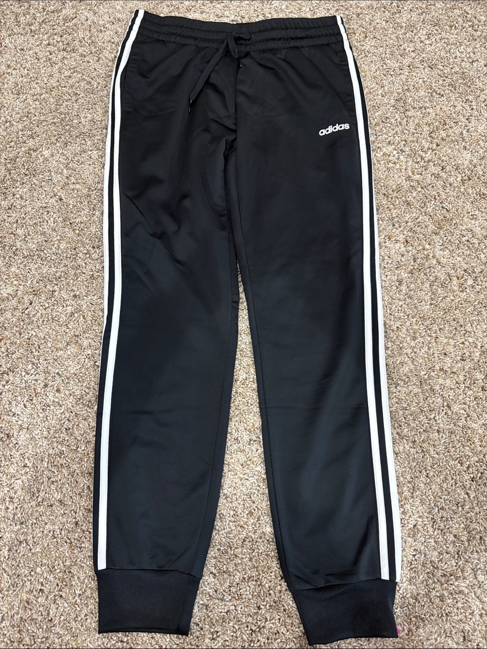 adidas Black Track Joggers with White Side Stripes